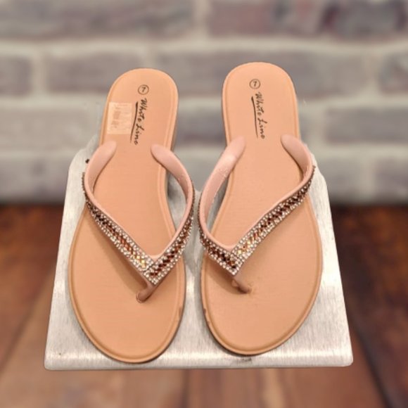 white line flip flops